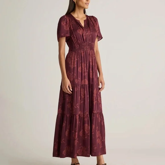 thigh split dress maxi Corseted Thigh-High Split Maxi Dress in Rose Red - 2